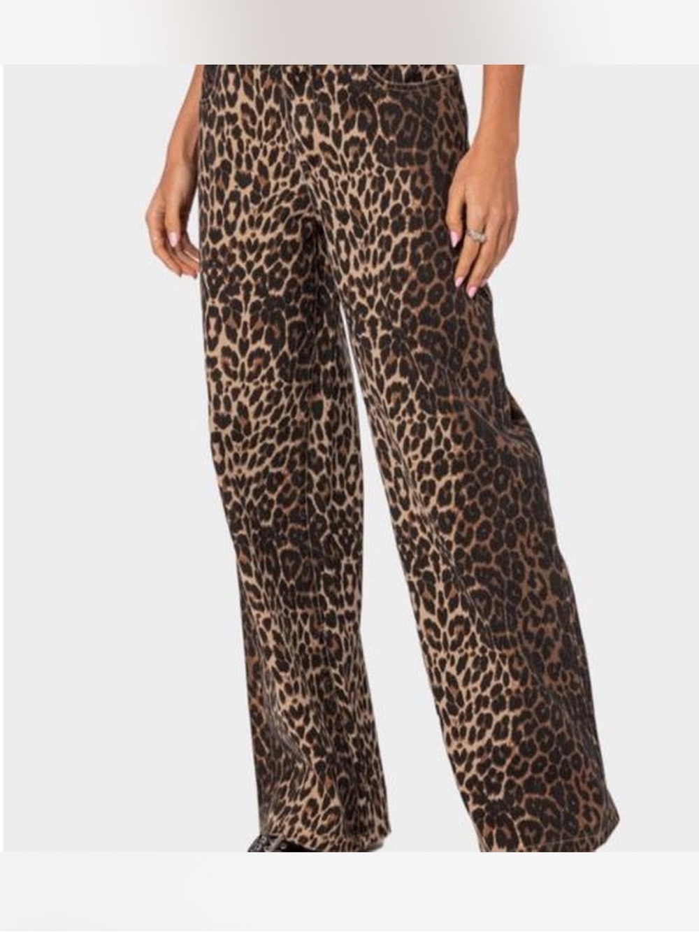 Edikted Leopard Print Wide-Leg Pants - Brown & Black